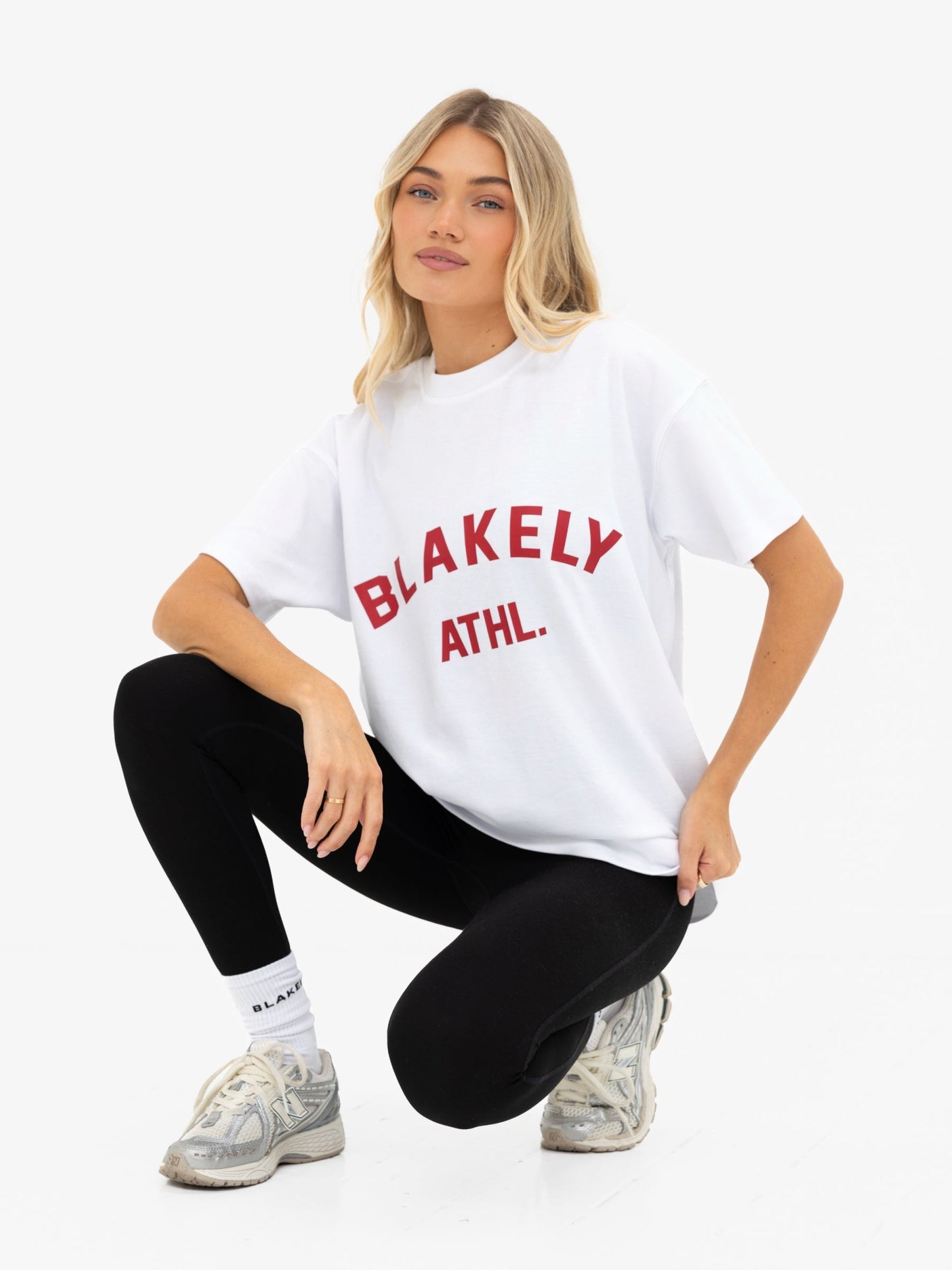 Joah Oversized T-Shirt - White & Cherry Red