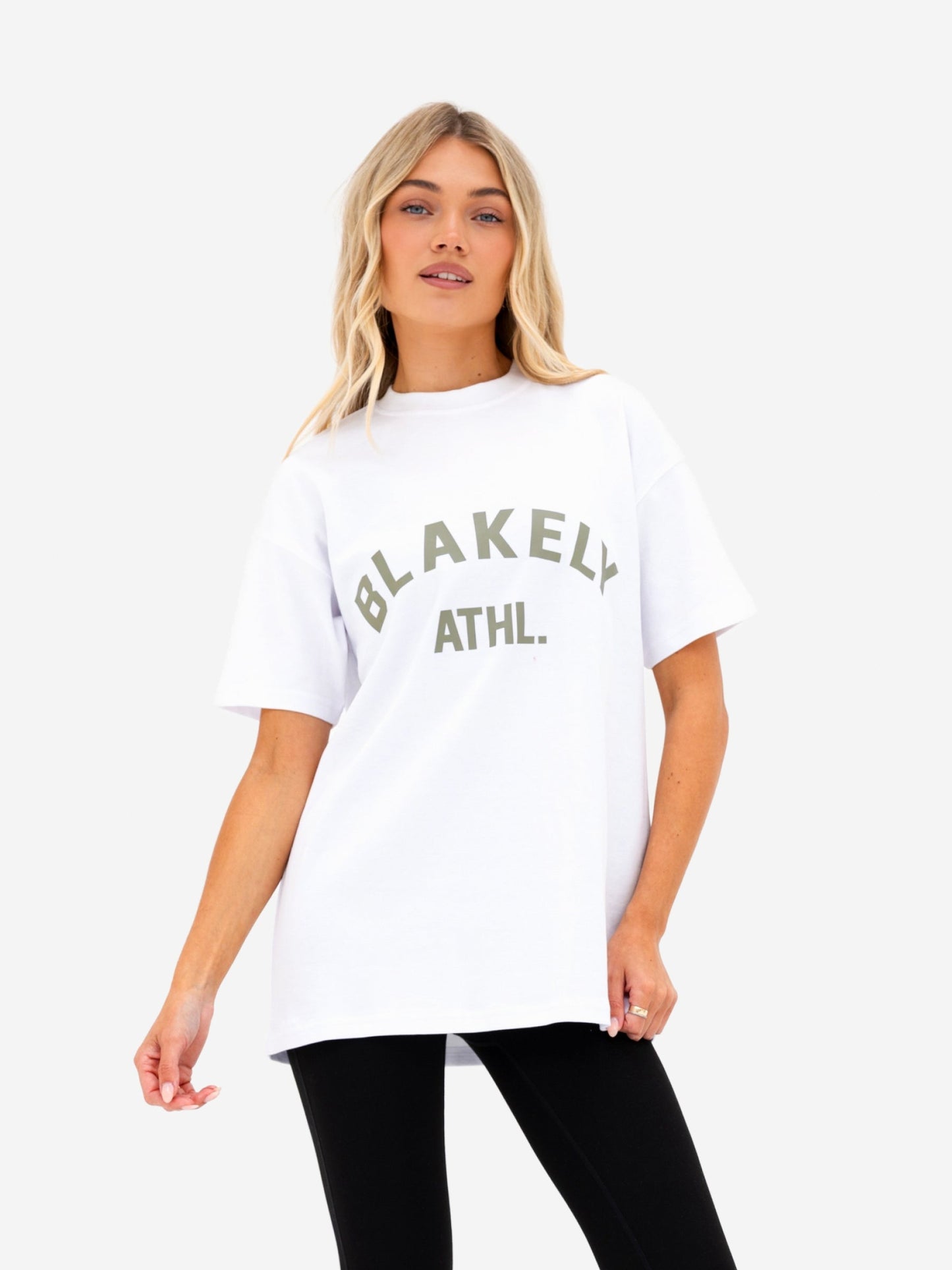 Joah Oversized T-Shirt - White & Safari Green