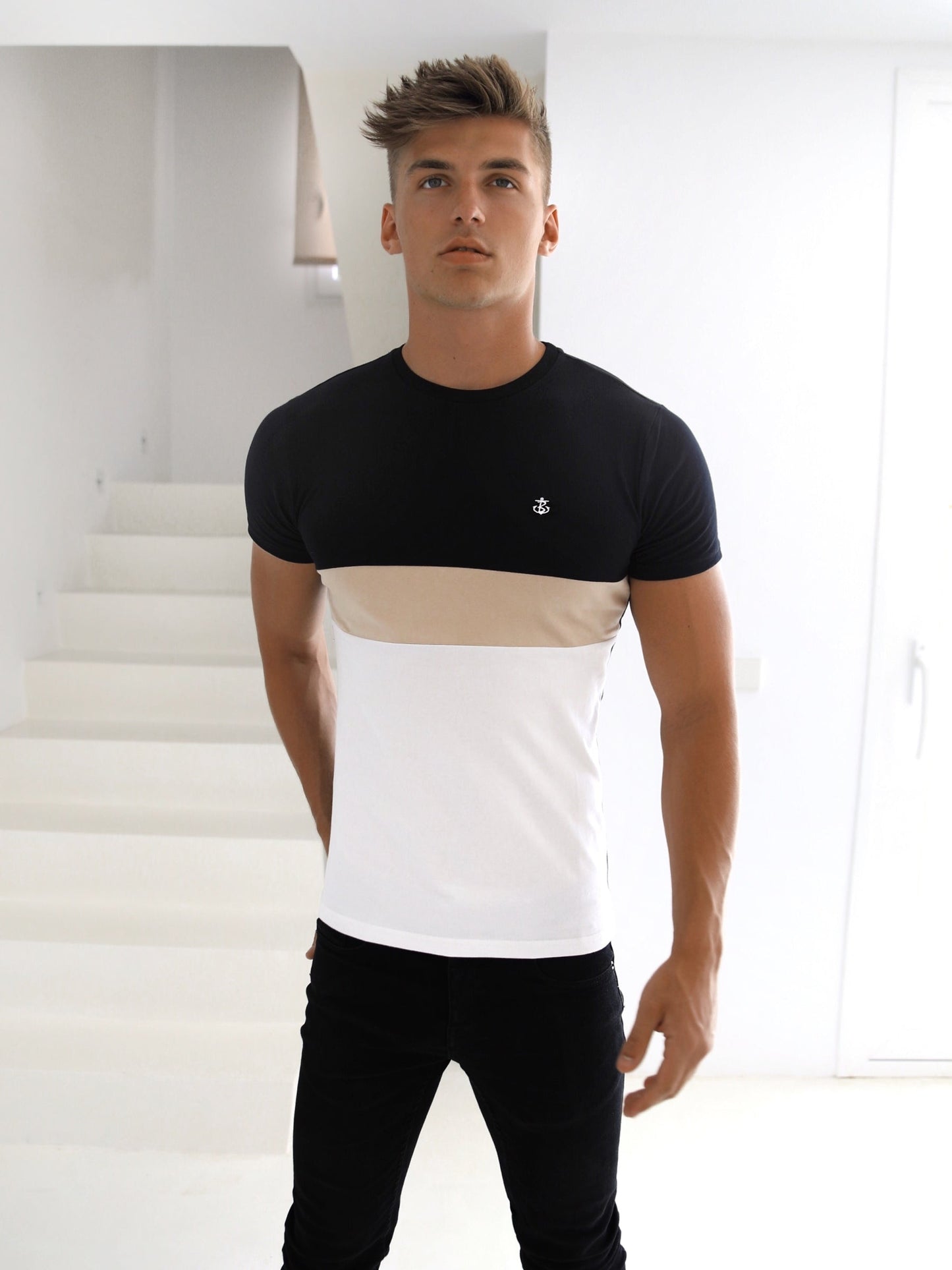 Xabia T-Shirt - Black, Tan & White