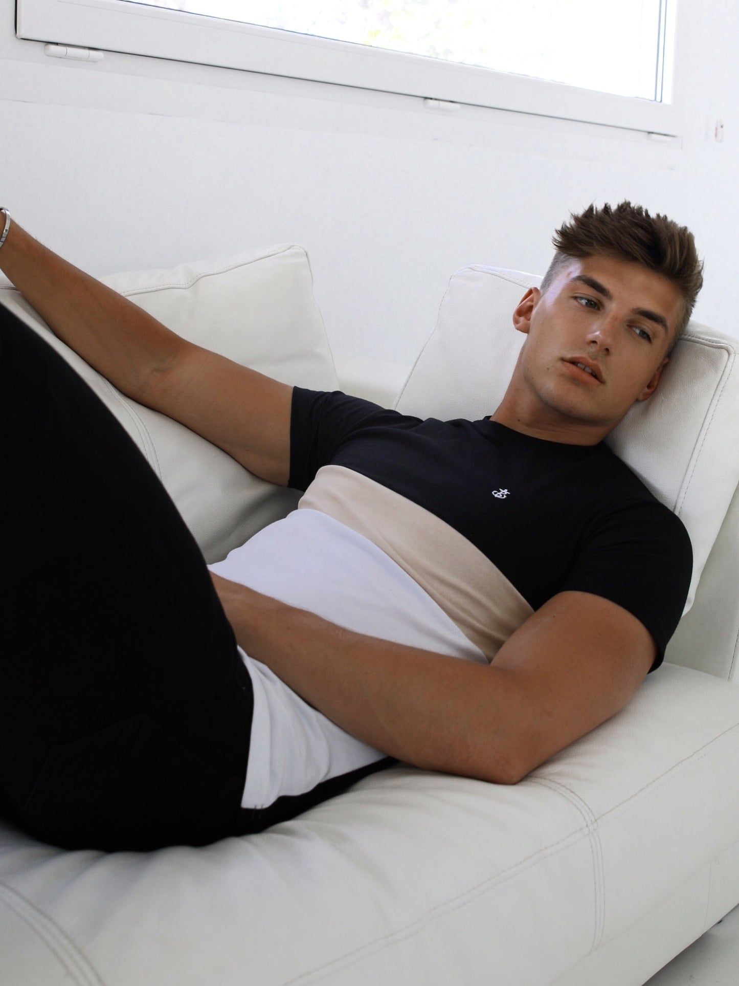 Xabia T-Shirt - Black, Tan & White