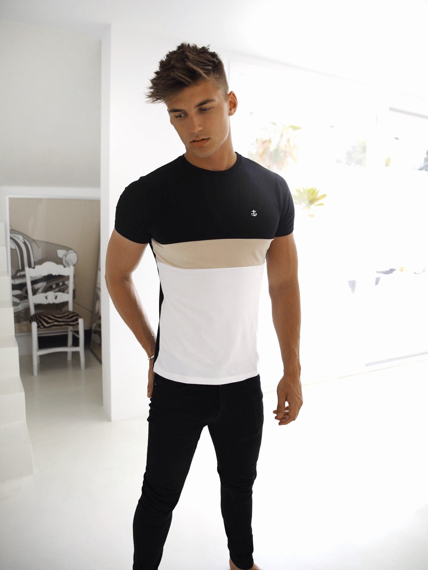 Xabia T-Shirt - Black, Tan & White