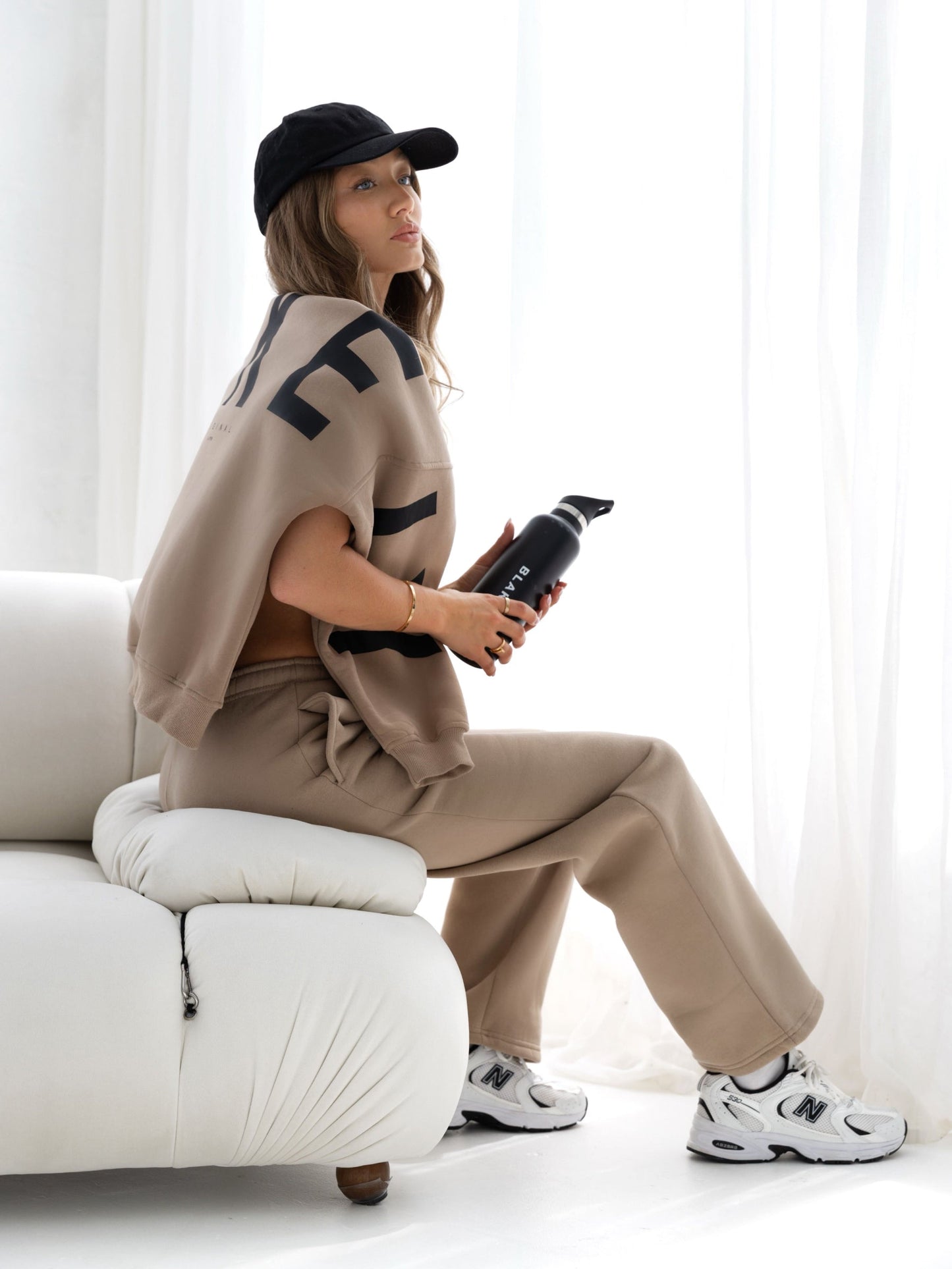 Isabel Wide Leg Sweatpants - Tan