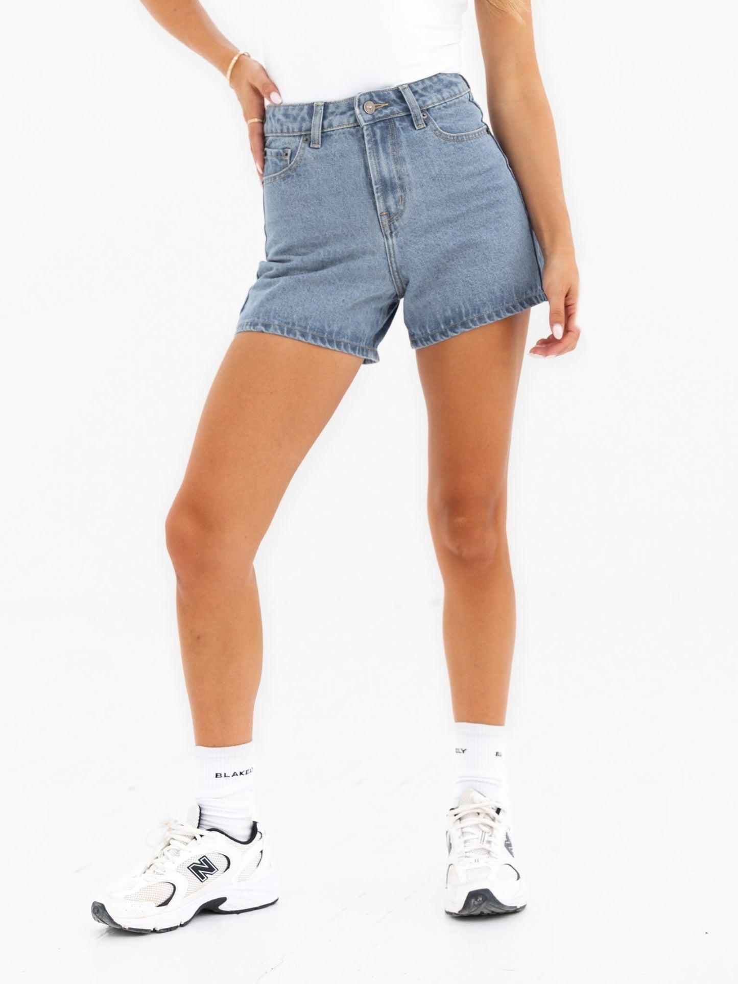 Blakely High Rise Denim Shorts - Faded Blue